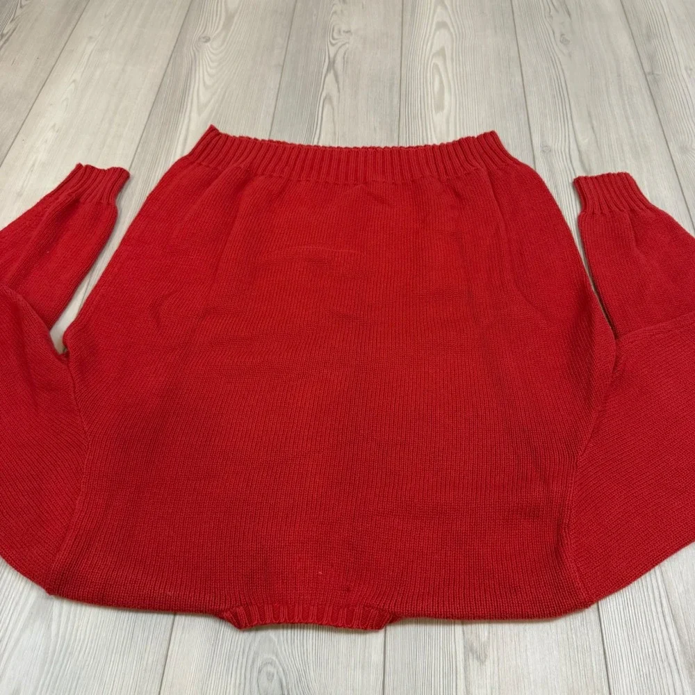 Polo Ralph Lauren Red Cotton Crewneck Sweater Mens XL Blue Pony Logo